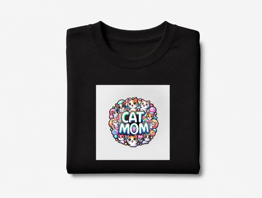 Kawaii Cat Mom Graphic T-Shirt - Cute Kitten Lover Gift Tee