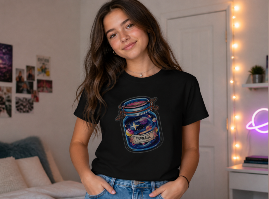 Universe in a Jar Celestial T-Shirt - Aesthetic Space Galaxy Graphic Tee