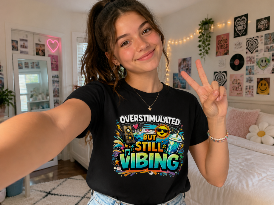Colorful Doodle Art Graphic Tee - Trendy Y2K Aesthetic Vibe Shirt