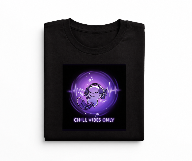 Chill Vibes Axolotl T-Shirt – Cute Purple Aesthetic Graphic Tee