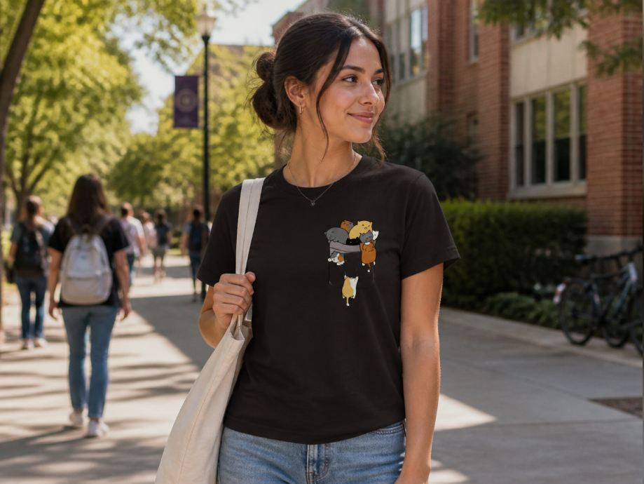 Pocket Kitties Graphic Tee – Cute Cat Lover Aesthetic T-Shirt