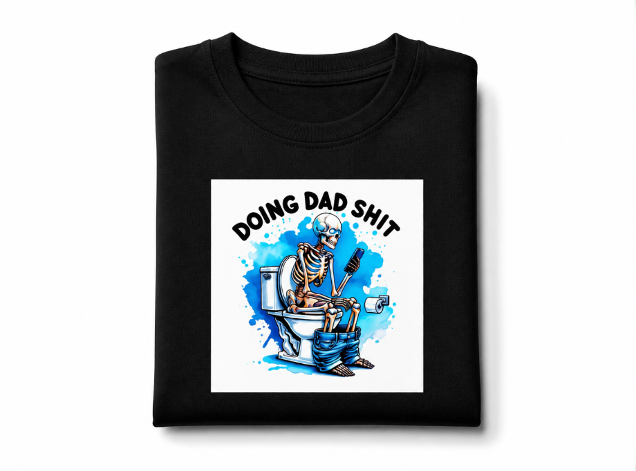 "Doing Dad Shit" Funny Skeleton Toilet T-Shirt - Humor Dad Gift Tee
