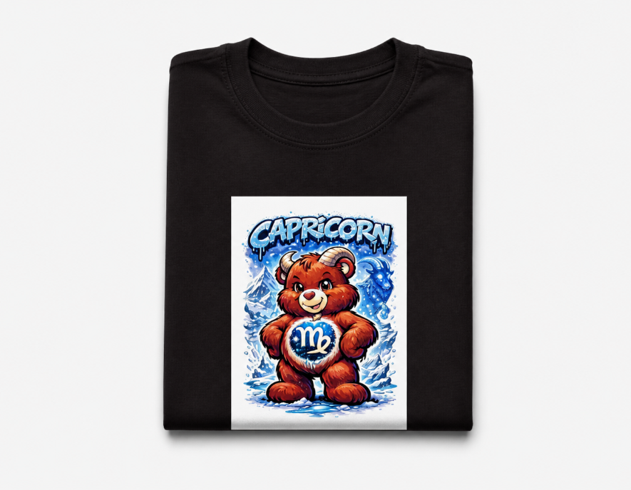 Capricorn Zodiac Cute Bear Graphic T-Shirt - Astrology Gift Tee