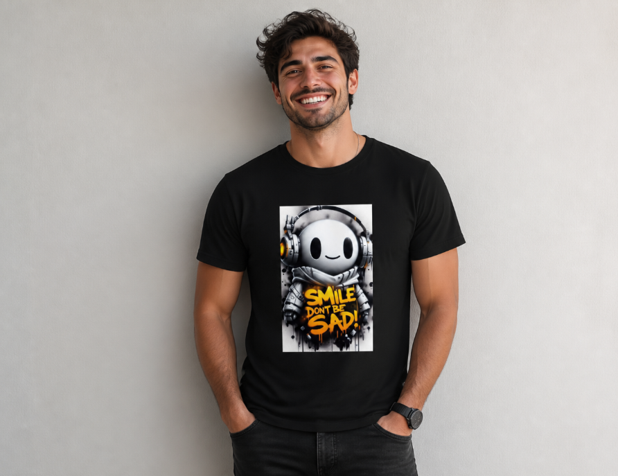 Streetwear Graffiti Robot Tee - Smile Don't Be Sad