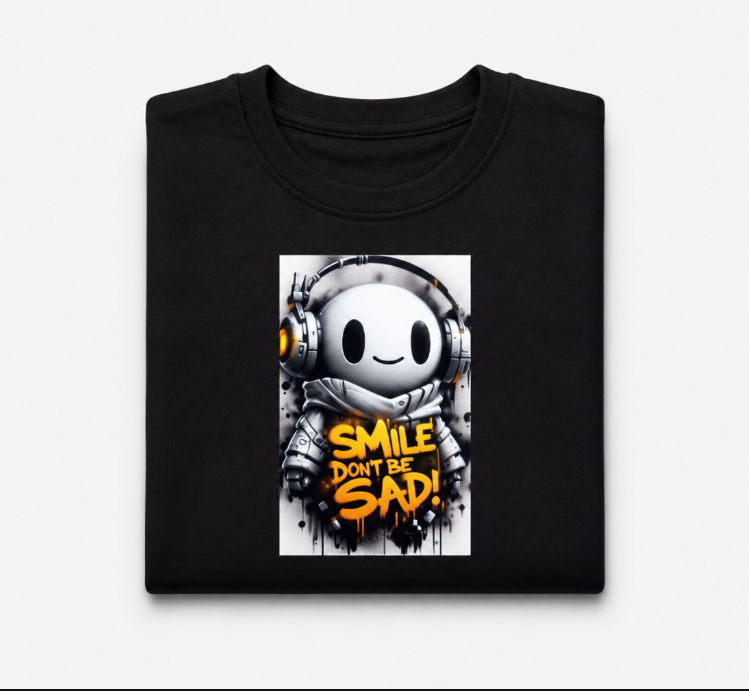 Streetwear Graffiti Robot Tee - Smile Don't Be Sad