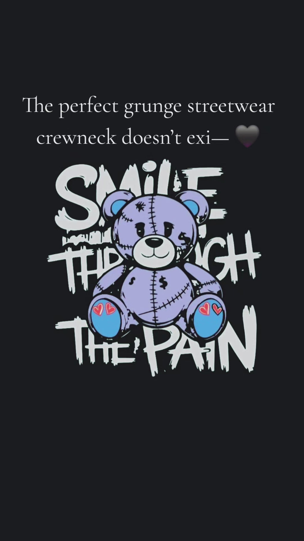 Smile Through The Pain – Distressed Teddy Bear Graphic Tee