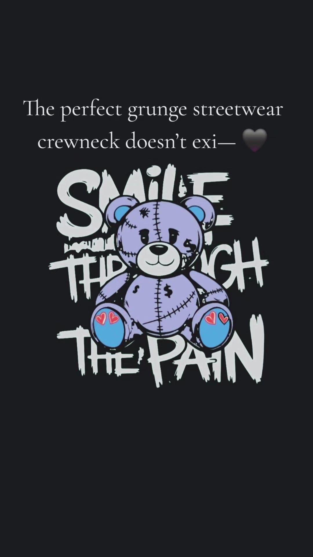 Smile Through The Pain – Distressed Teddy Bear Graphic Tee