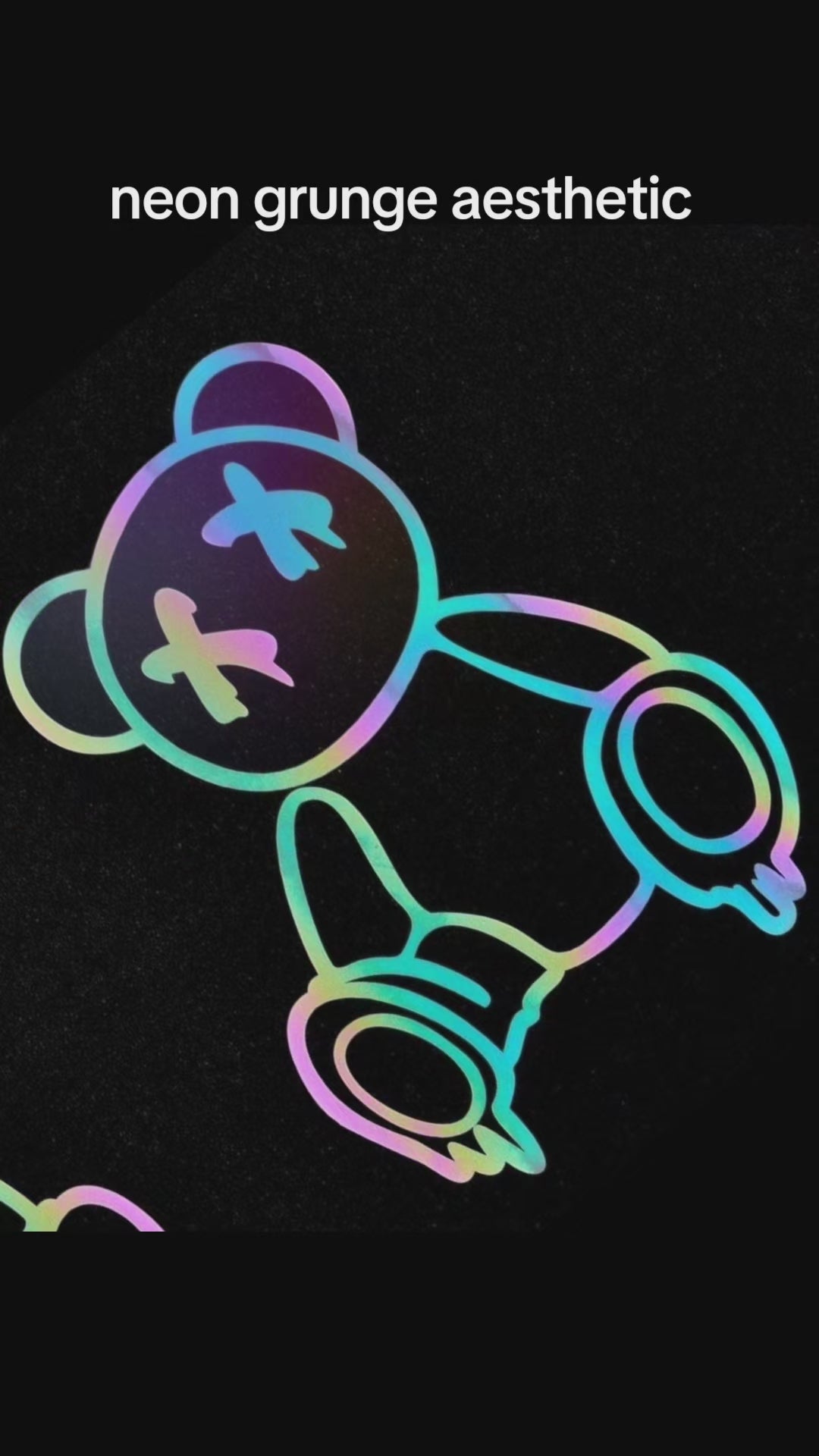 Holographic Teddy Bear Graphic Tee - Edgy Aesthetic Streetwear T-Shirt
